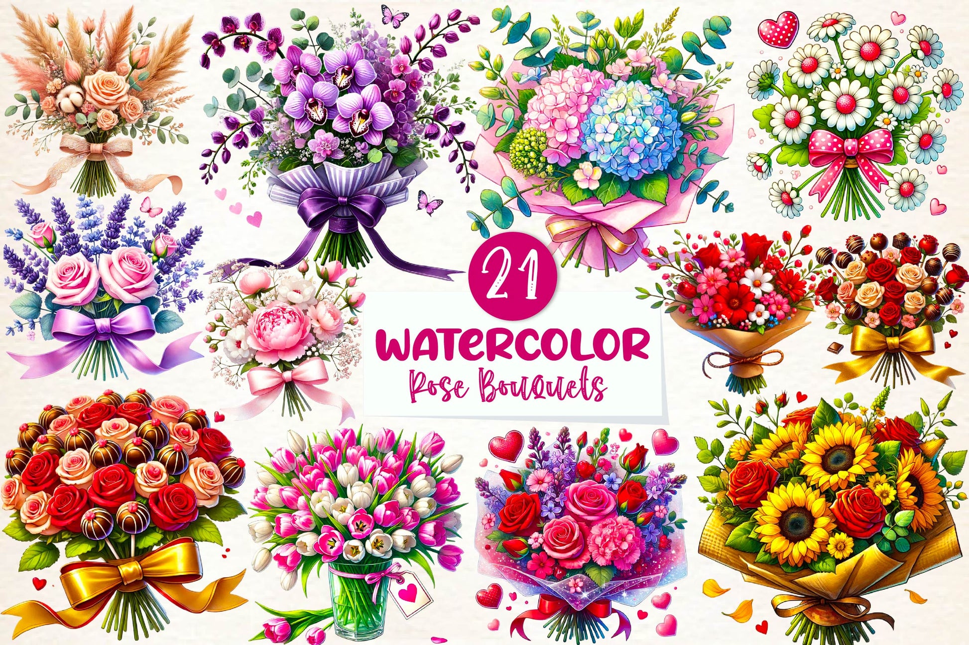 Rose Bouquets Clipart Bundle - CraftNest - Digital Crafting and Art