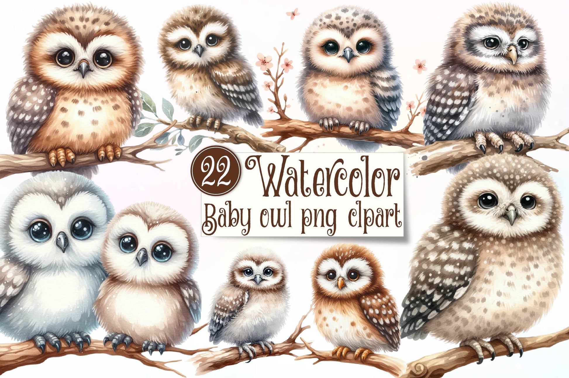 Baby Owl Clipart Bundle - CraftNest - Digital Crafting and Art