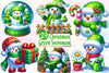 Green Christmas Snowman Clipart Bundle