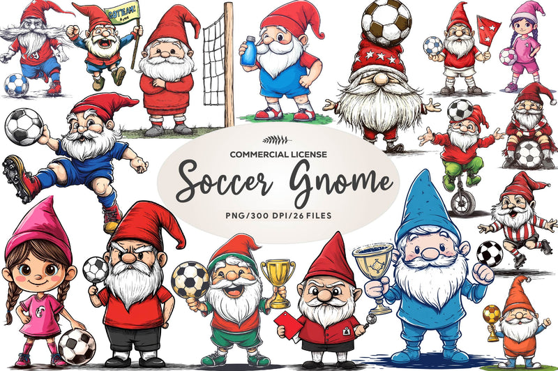 Soccer Gnome Clipart Bundle - CraftNest - Digital Crafting and Art