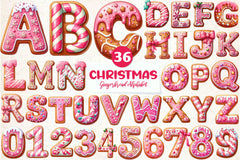 Pink Christmas Gingerbread Alphabet Clipart Bundle - CraftNest - Digital Crafting and Art