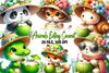 Summer Animals Eating Green Coconut Clipart Bundle