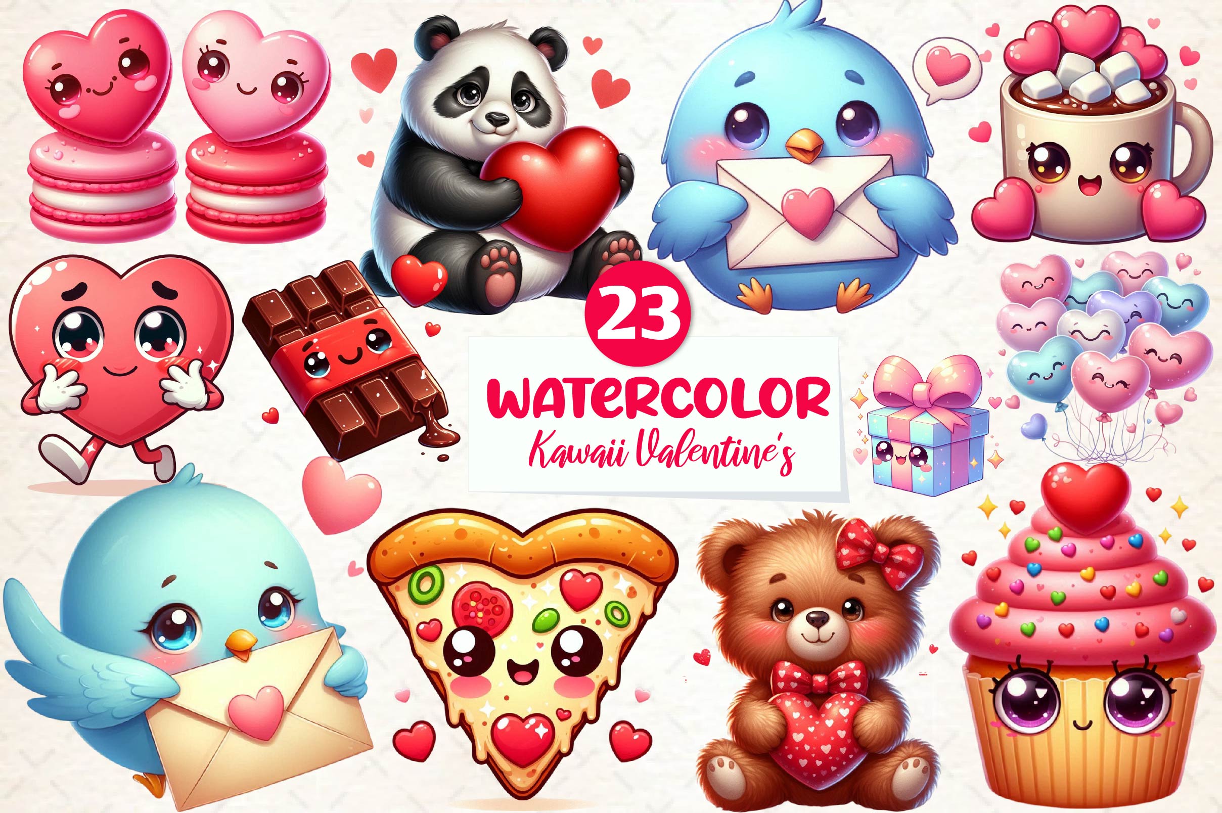 Kawaii Valentine's Day Clipart Bundle - CraftNest - Digital Crafting and Art