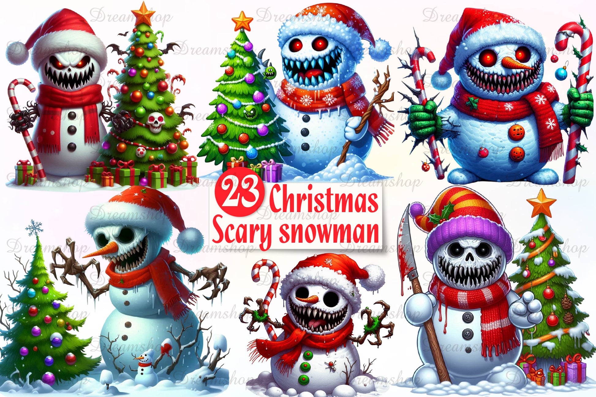 Christmas Scary Snowman Clipart Bundle - CraftNest - Digital Crafting and Art