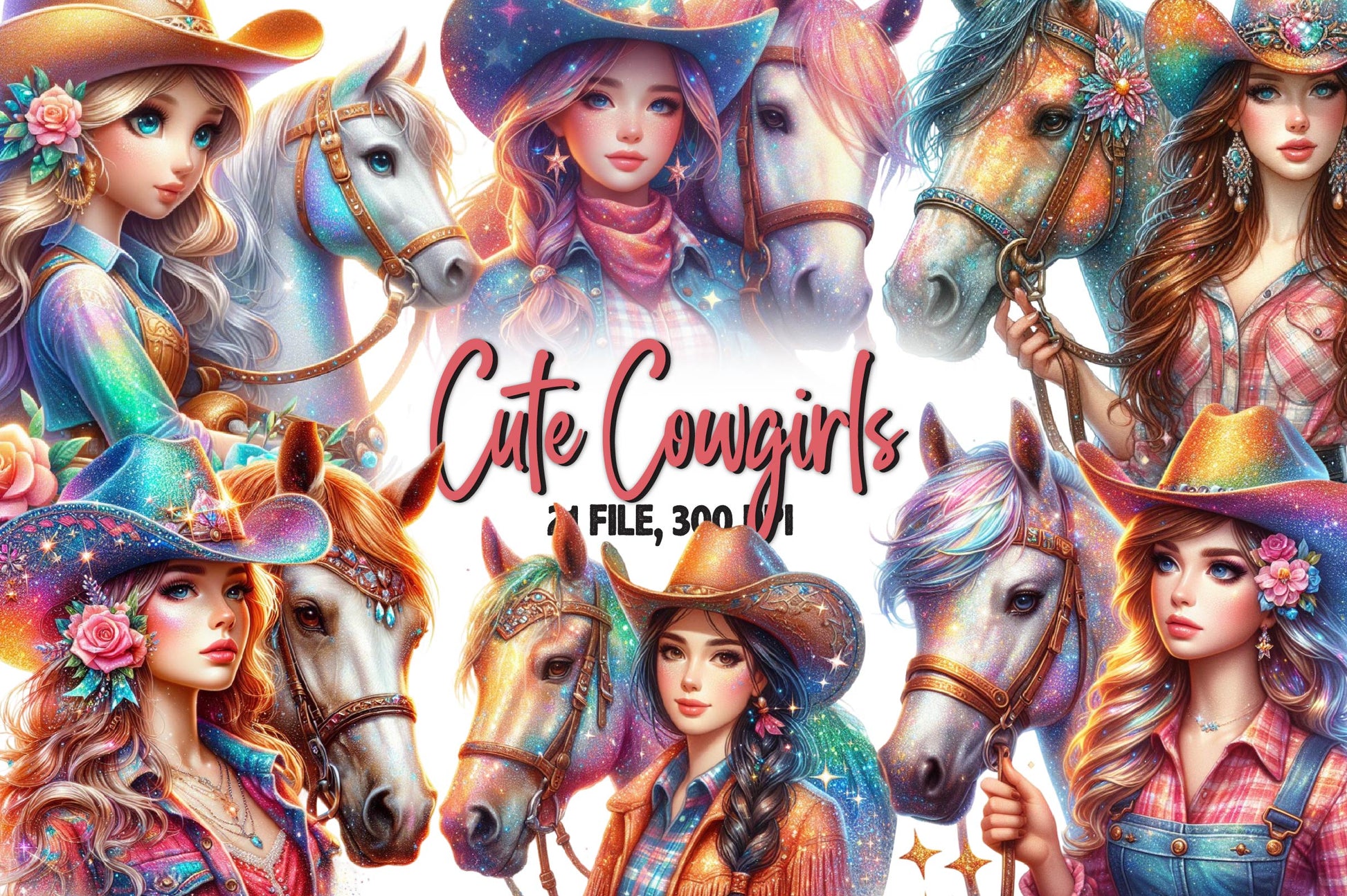 Cowgirl Cowgirls Clipart Bundle - CraftNest - Digital Crafting and Art