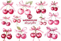 Coquette Cherries Bow Clipart Bundle 1 - CraftNest - Digital Crafting and Art
