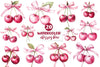 Coquette Cherries Bow Clipart Bundle 1