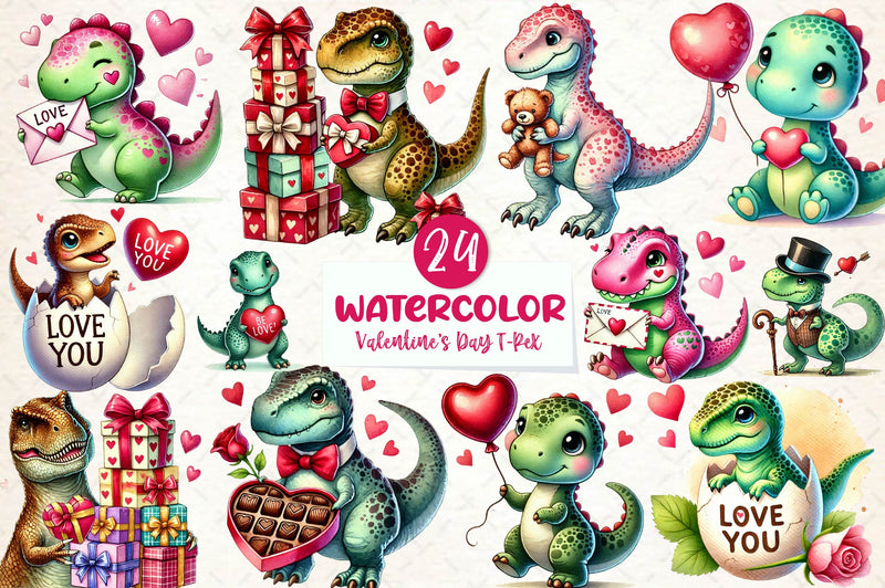 Valentines Day T Rex Clipart Bundle - CraftNest - Digital Crafting and Art
