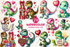 Valentines Day T Rex Clipart Bundle