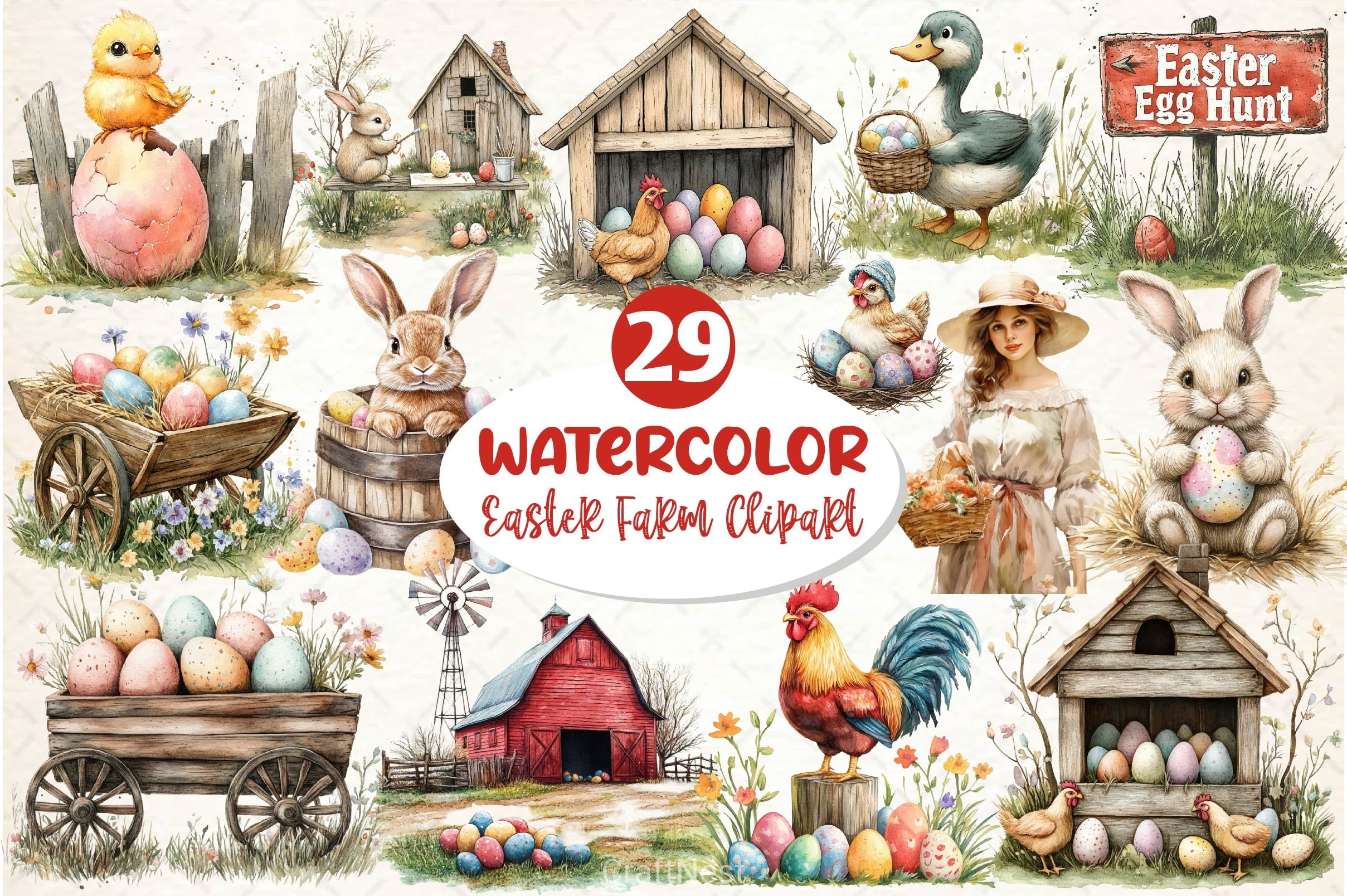 Easter Farm Clipart Bundle 6 - CraftNest - Digital Crafting and Art