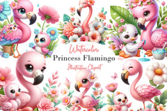 Little Princess Flamingo Clipart Bundle - CraftNest - Digital Crafting and Art
