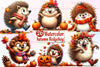 Autumn Funny Hedgehog Clipart Bundle