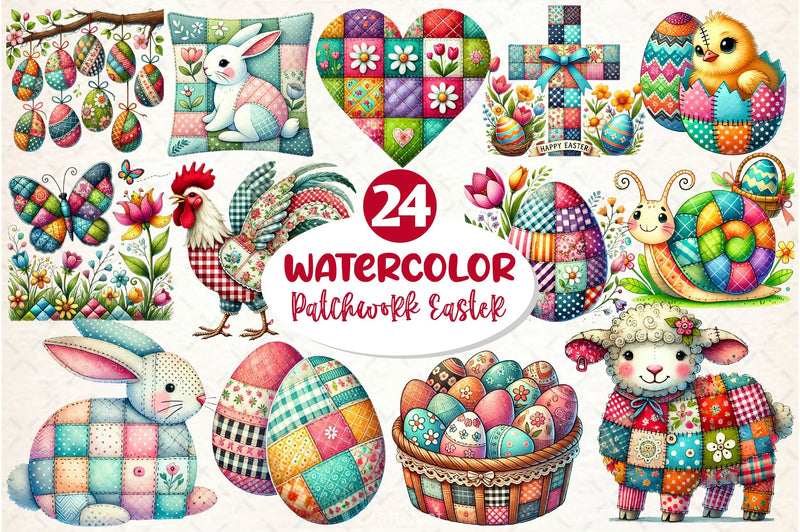 Patchwork Easter Clipart Bundle 4 - CraftNest - Digital Crafting and Art