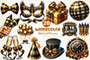 Black & Gold New Year Celebration Clipart Bundle