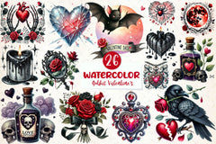 Gothic Valentines Day Cliparts Clipart Bundle - CraftNest - Digital Crafting and Art