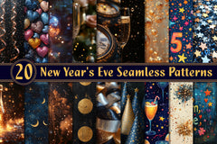 New Year's Eve Seamless Patterns Clipart Bundle - CraftNest - Digital Crafting and Art