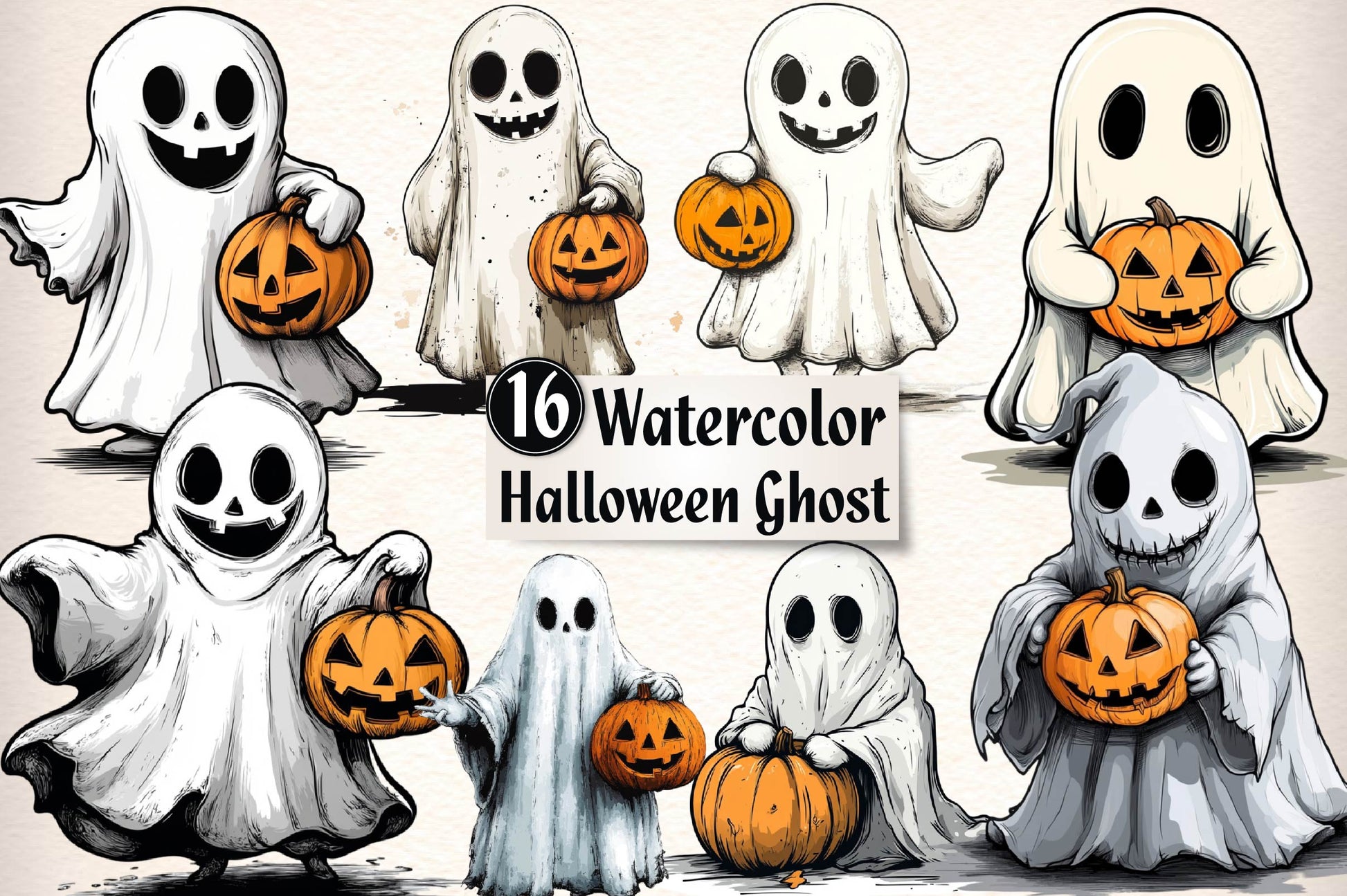 Halloween Ghost Clipart Bundle 1 - CraftNest - Digital Crafting and Art