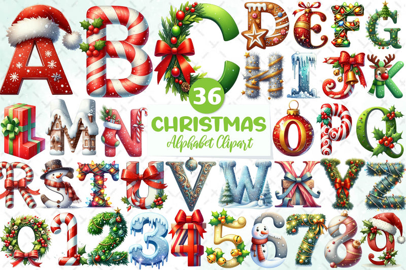 Holiday Typeface And Alphabet Clipart Bundle - CraftNest - Digital Crafting and Art