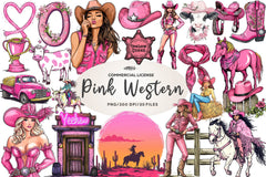 Pink Western Cowgirl Clipart Bundle 1 - CraftNest - Digital Crafting and Art