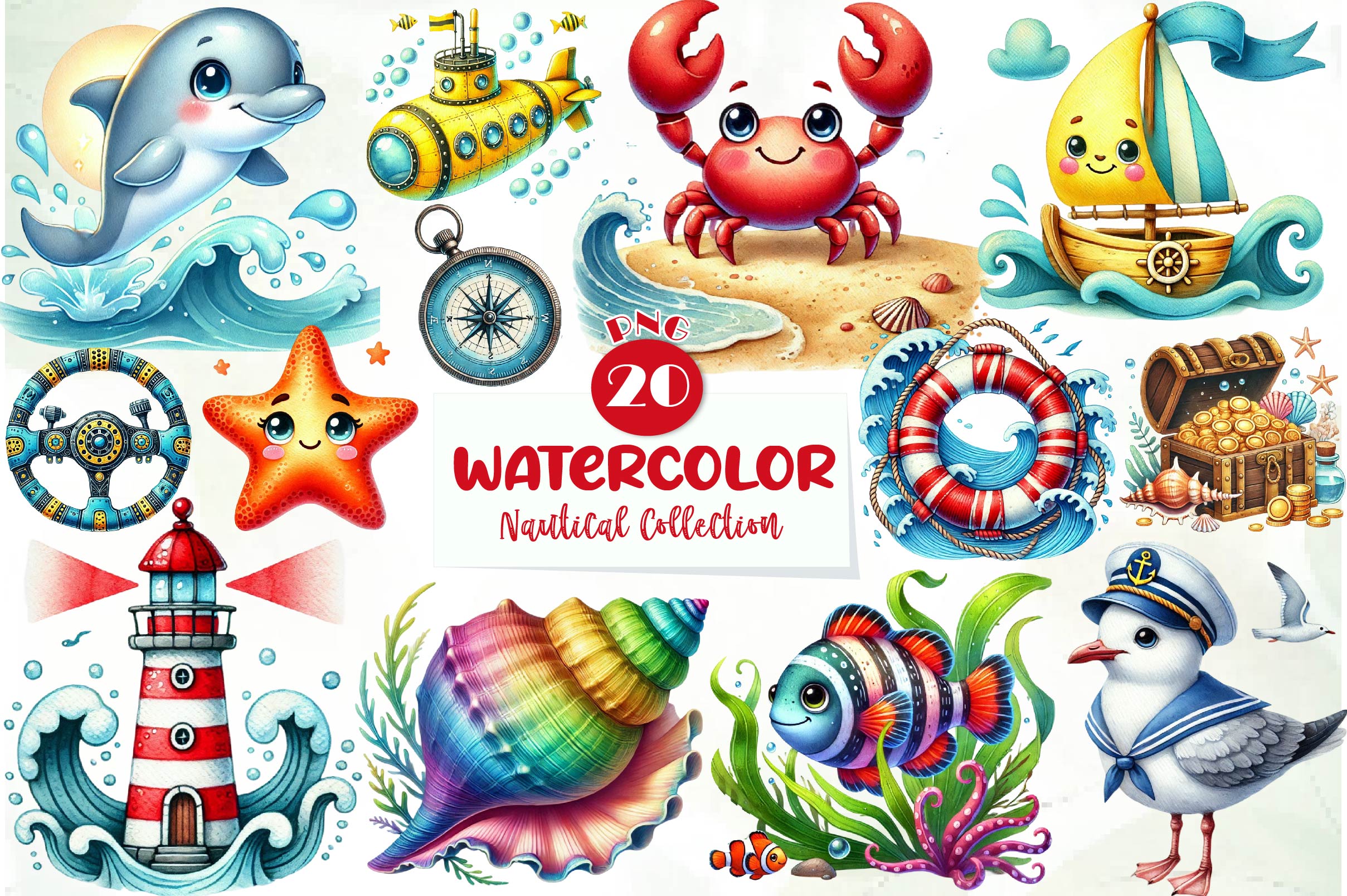 Nautical Collection Clipart Bundle - CraftNest - Digital Crafting and Art