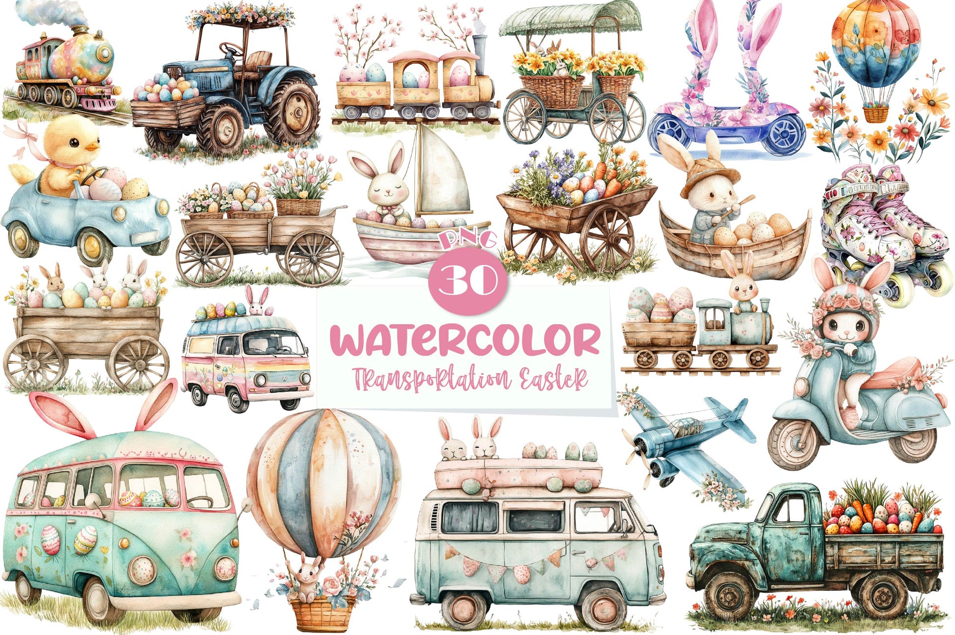 Transportation Easter Clipart Bundle 1 - CraftNest - Digital Crafting and Art