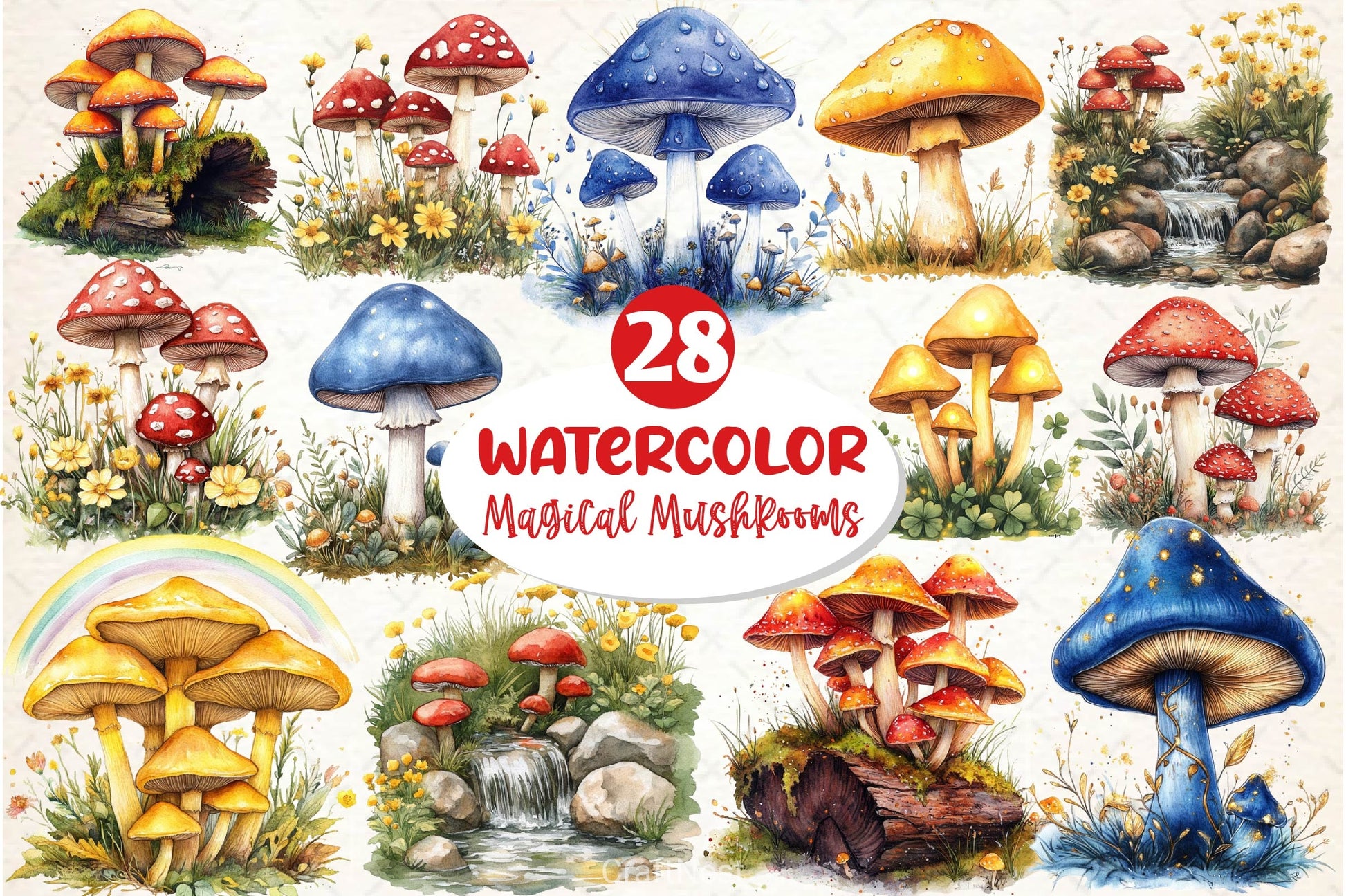 Spring Magical Mushrooms Clipart Bundle - CraftNest - Digital Crafting and Art