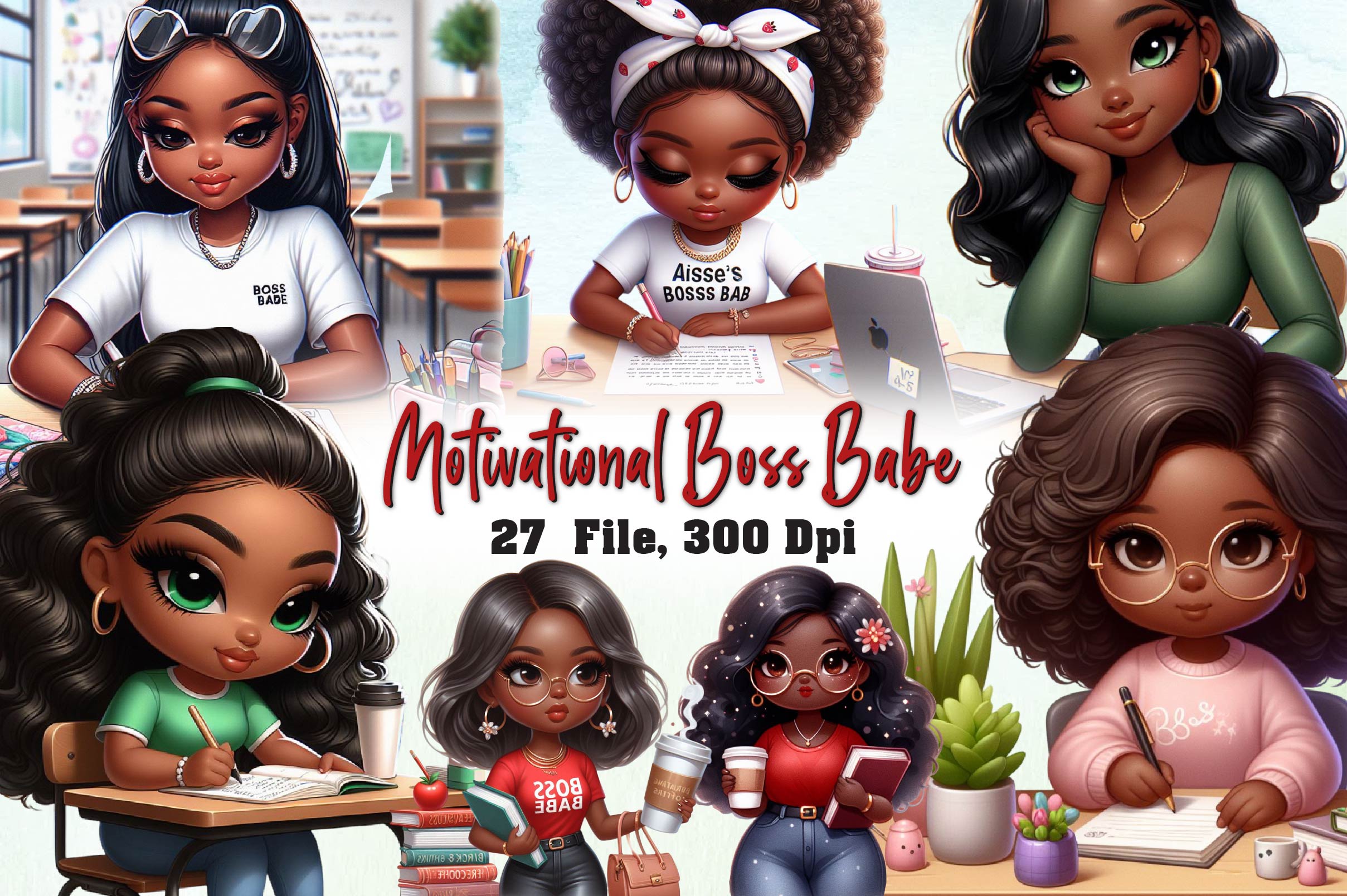Motivational Boss Babe Black Woman Clipart Bundle - CraftNest - Digital Crafting and Art