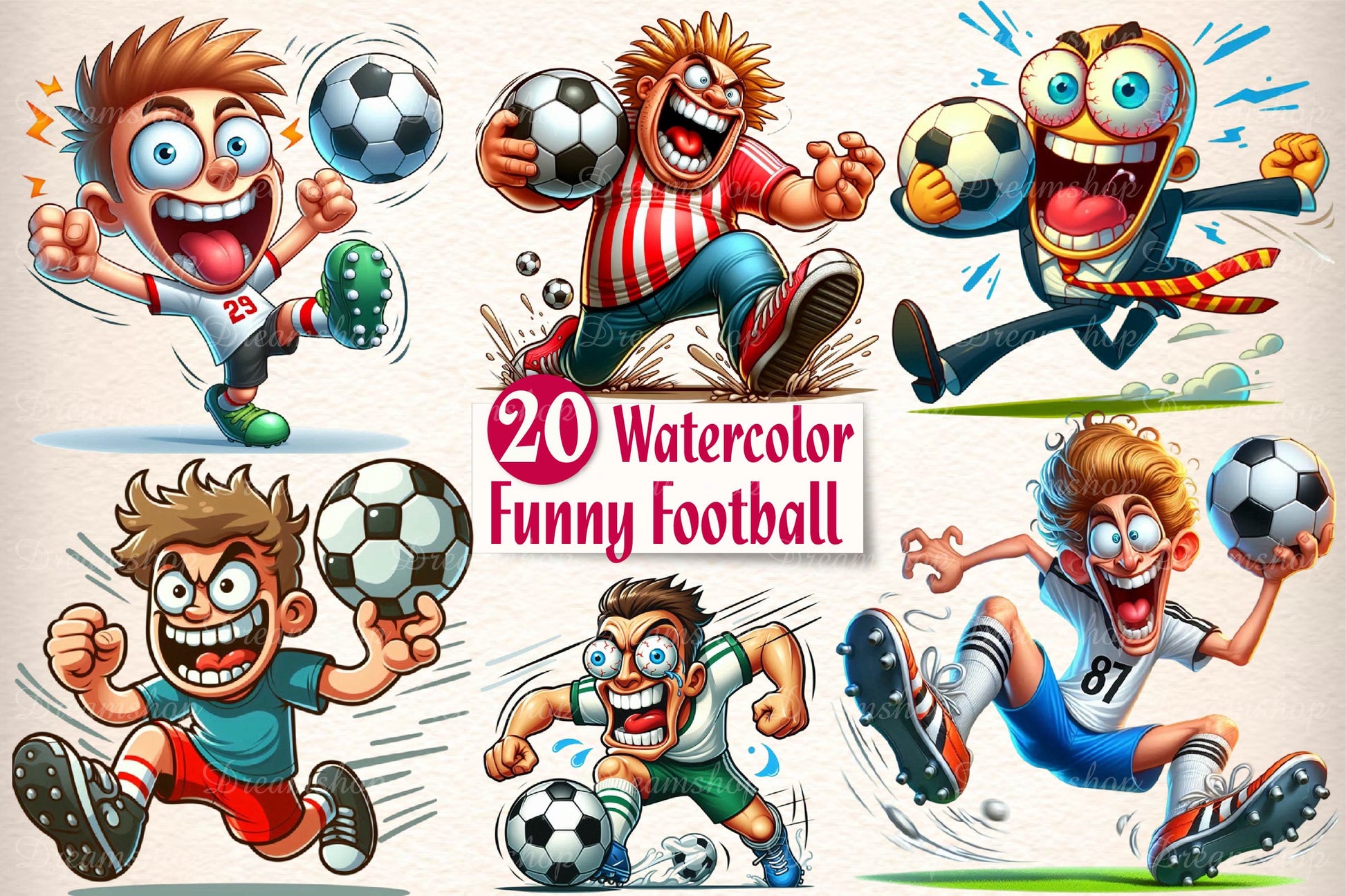 Funny Football Clipart Bundle - CraftNest - Digital Crafting and Art