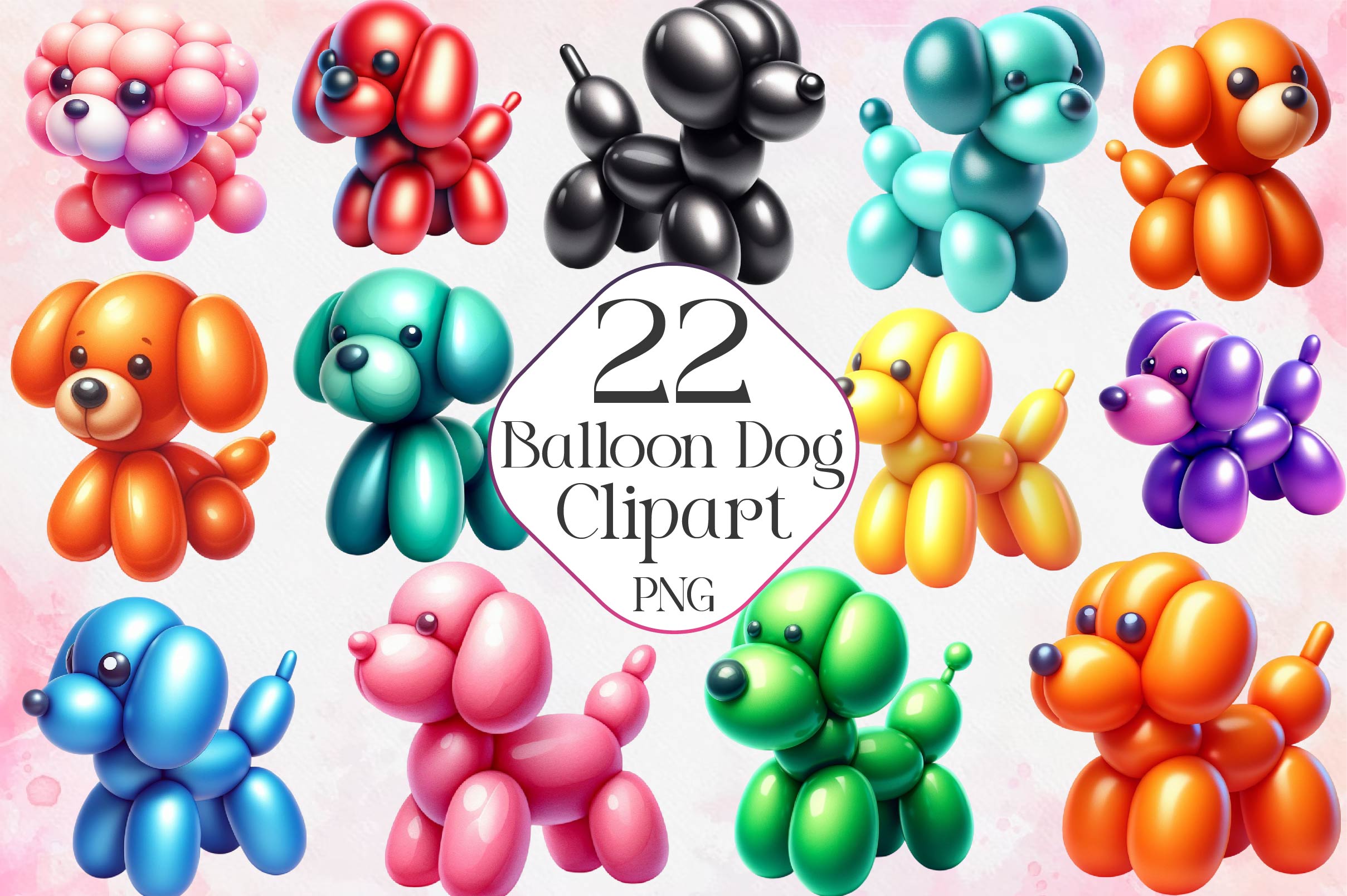 Funny Balloon Dog Clipart Bundle - CraftNest - Digital Crafting and Art