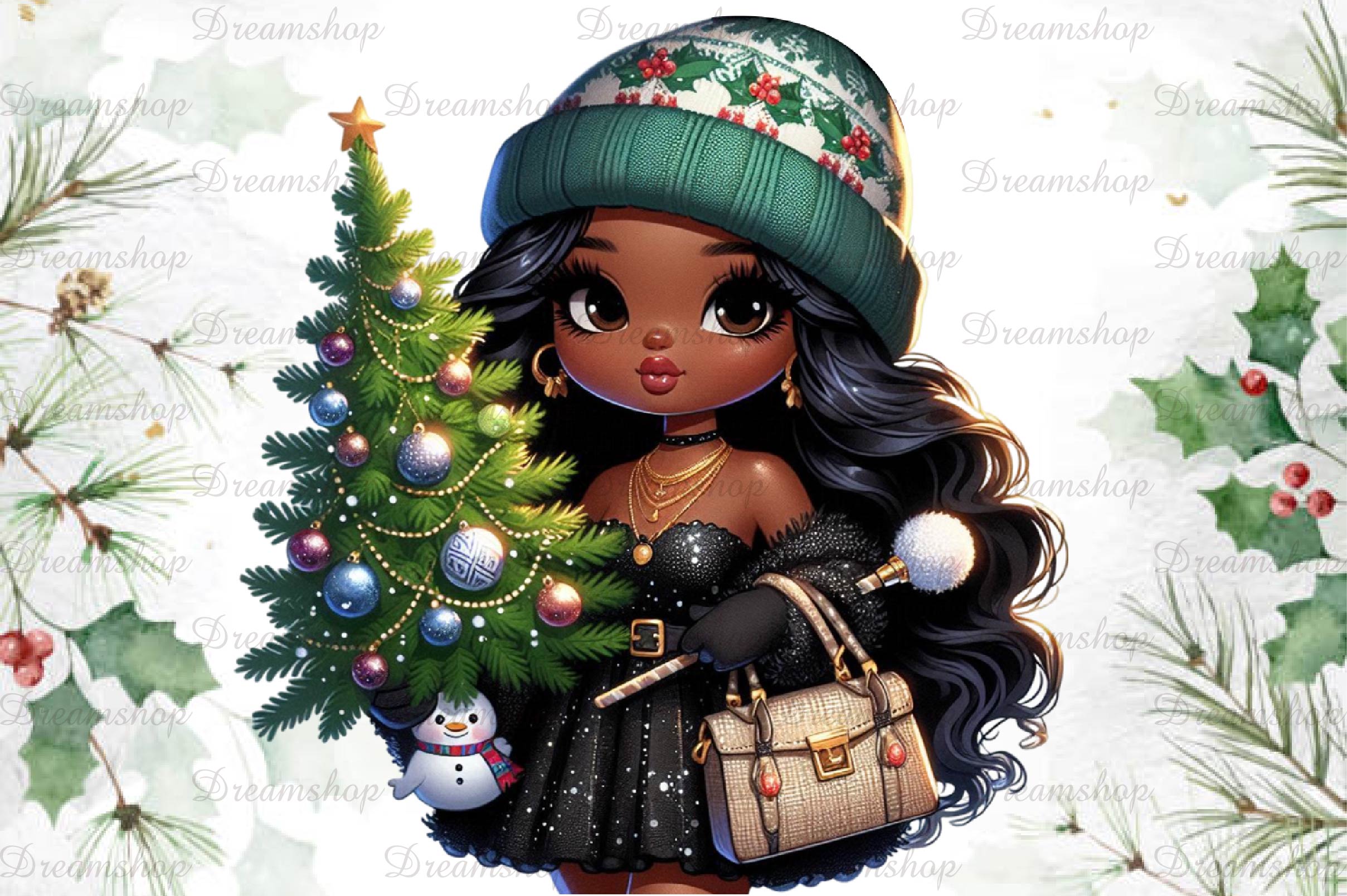 African American Christmas Girl Clipart Bundle 3 - CraftNest - Digital Crafting and Art