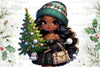 African American Christmas Girl Clipart Bundle 3