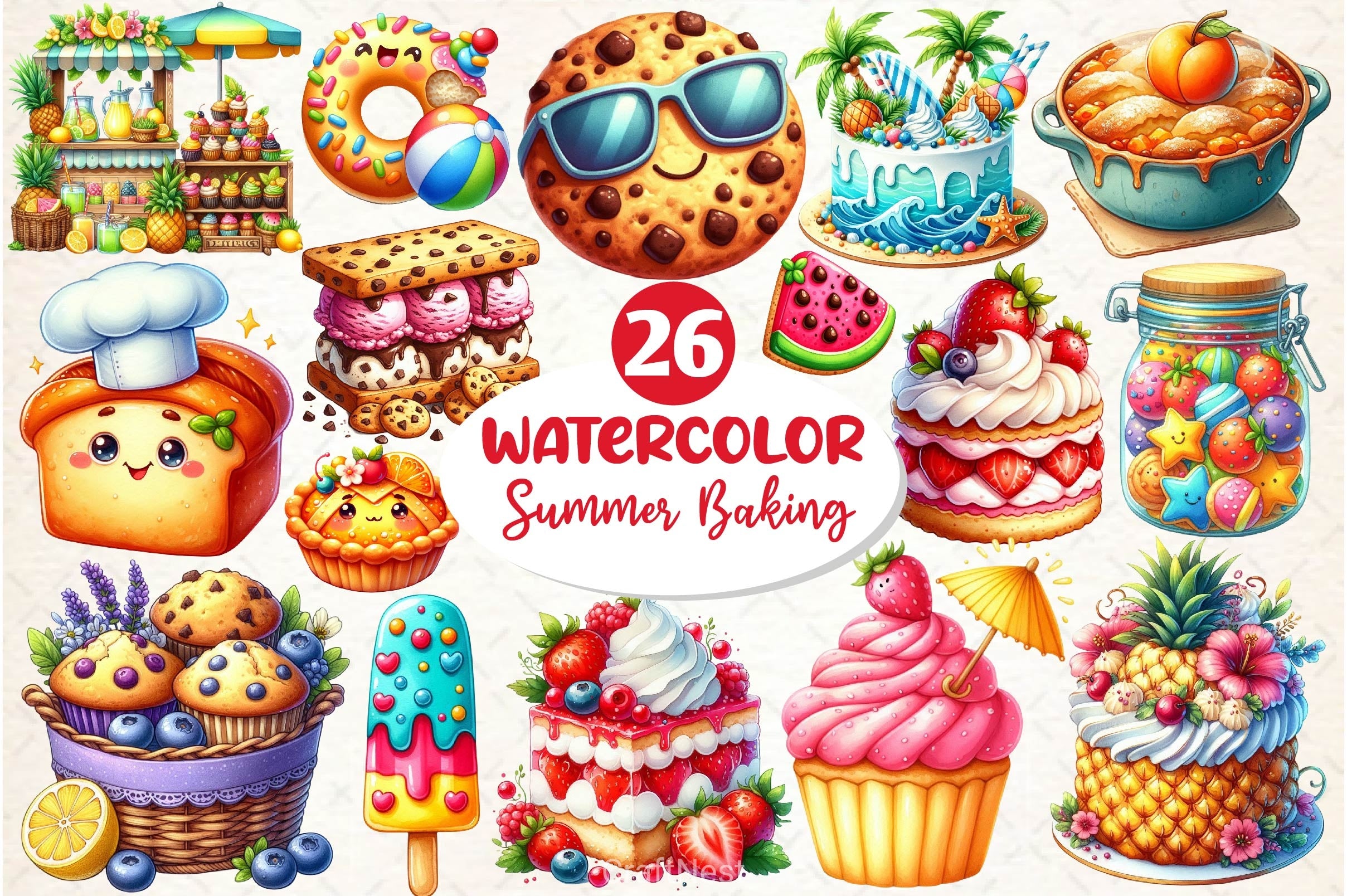 Summer Baking Clipart Bundle - CraftNest - Digital Crafting and Art