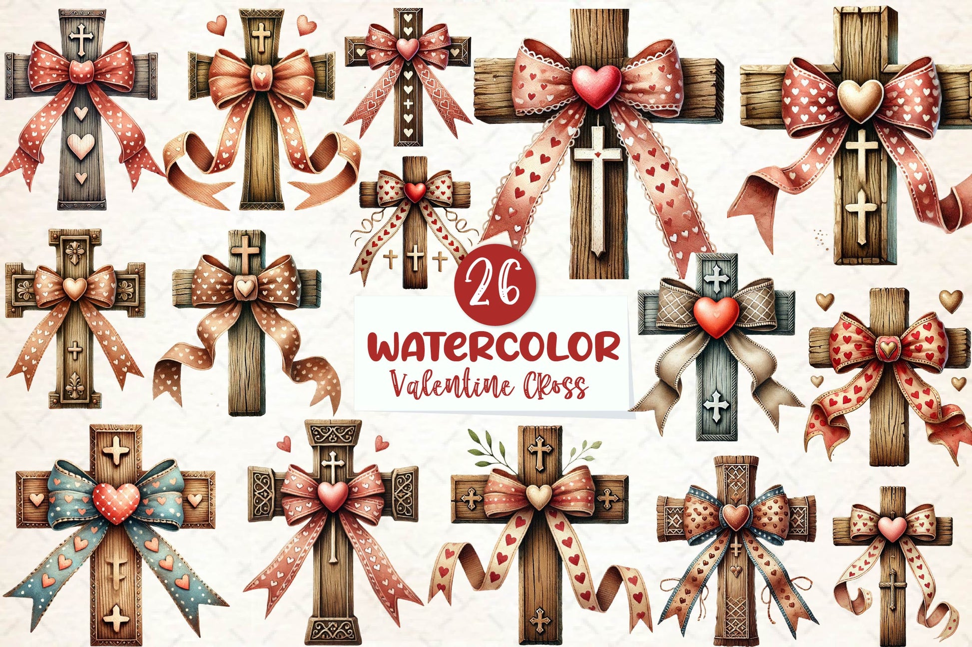 Valentine Cross Clipart Bundle - CraftNest - Digital Crafting and Art