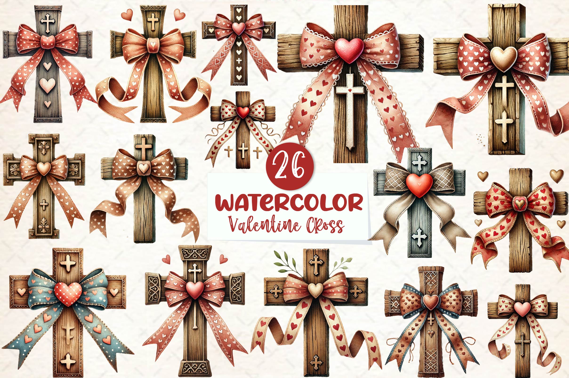 Valentine Cross Clipart Bundle - CraftNest - Digital Crafting and Art