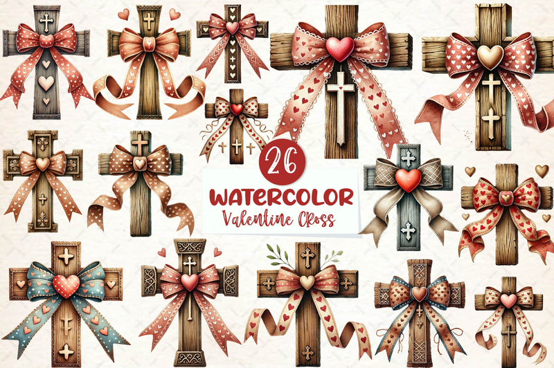 Valentine Cross Clipart Bundle - CraftNest - Digital Crafting and Art