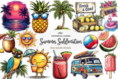 Hand Drawn Summer Clipart Bundle - CraftNest - Digital Crafting and Art