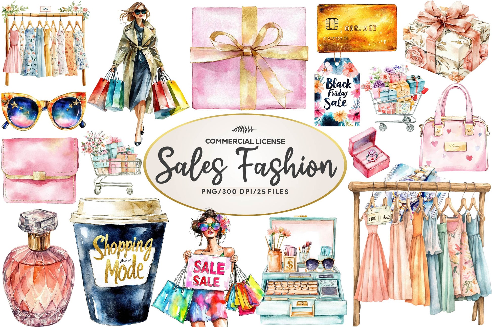 Shopping & Sales Fashion Clipart Bundle 1 - CraftNest - Digital Crafting and Art