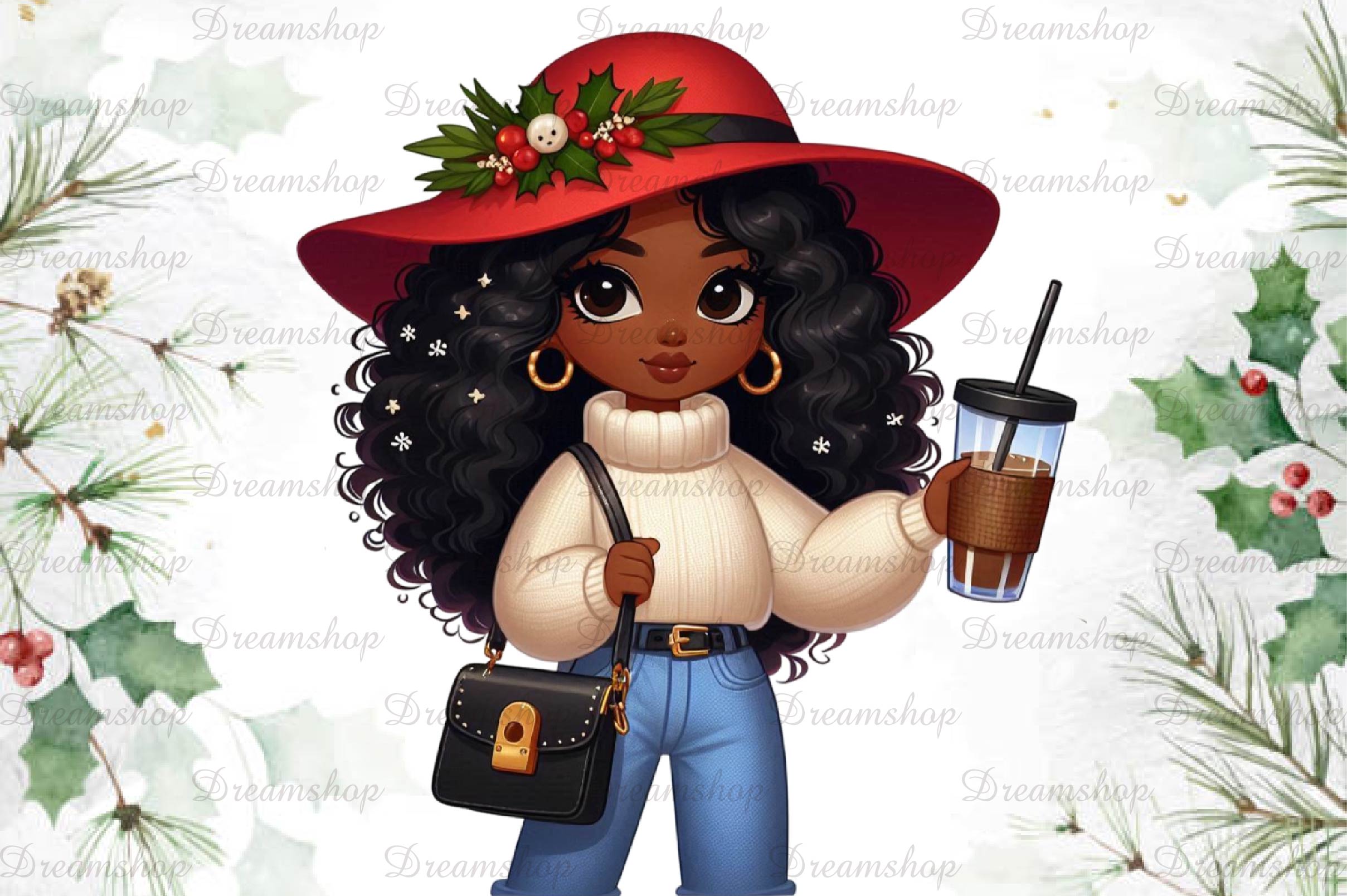 African American Christmas Girl Clipart Bundle 22 - CraftNest - Digital Crafting and Art