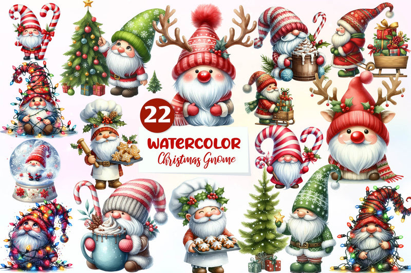 Christmas Gnome Clipart Bundle 4 - CraftNest - Digital Crafting and Art