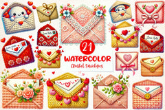Valentine Crochet Envelopes Clipart Bundle - CraftNest - Digital Crafting and Art
