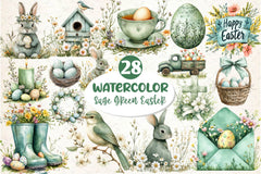 Sage Green Easter Clipart Bundle - CraftNest - Digital Crafting and Art