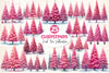 Pink Christmas Trees Clipart Bundle