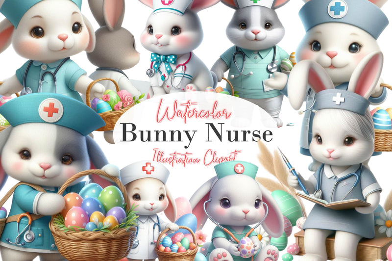 Bunny Nurse Easter Clipart Bundle - CraftNest - Digital Crafting and Art