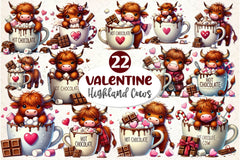 Valentines Highland Cow Chocolate Clipart Bundle - CraftNest - Digital Crafting and Art