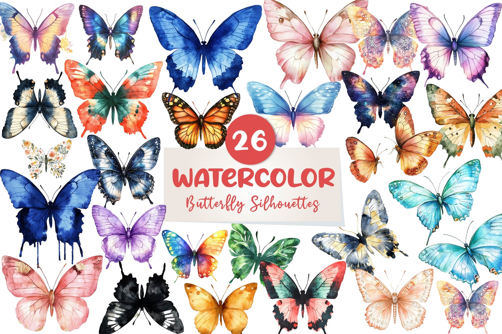 Butterfly Silhouettes Clipart Bundle 1 - CraftNest - Digital Crafting and Art