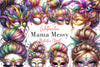 Mardi Gras Mama Messy Bun Clipart Bundle