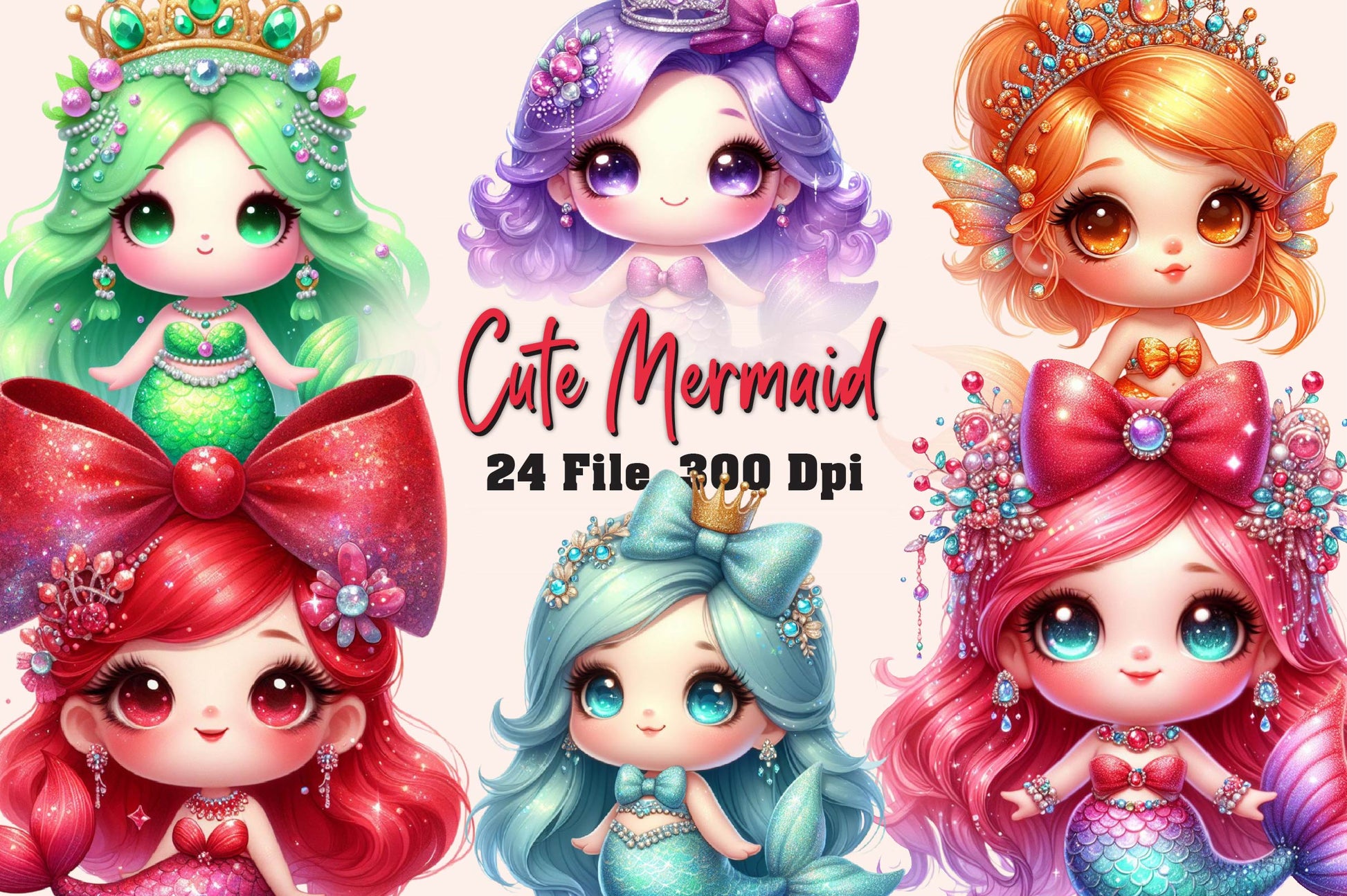 Cute Mermaid Clipart Bundle 1 - CraftNest - Digital Crafting and Art