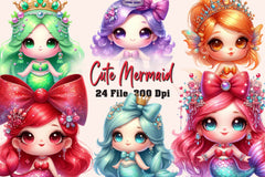 Cute Mermaid Clipart Bundle 1 - CraftNest - Digital Crafting and Art