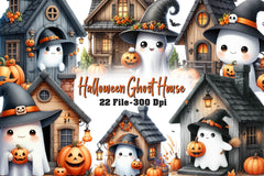 Halloween Ghost House Clipart Bundle - CraftNest - Digital Crafting and Art
