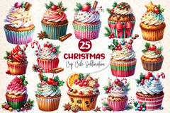 Christmas Cupcake Vintage Cupcake Clipart Bundle - CraftNest - Digital Crafting and Art